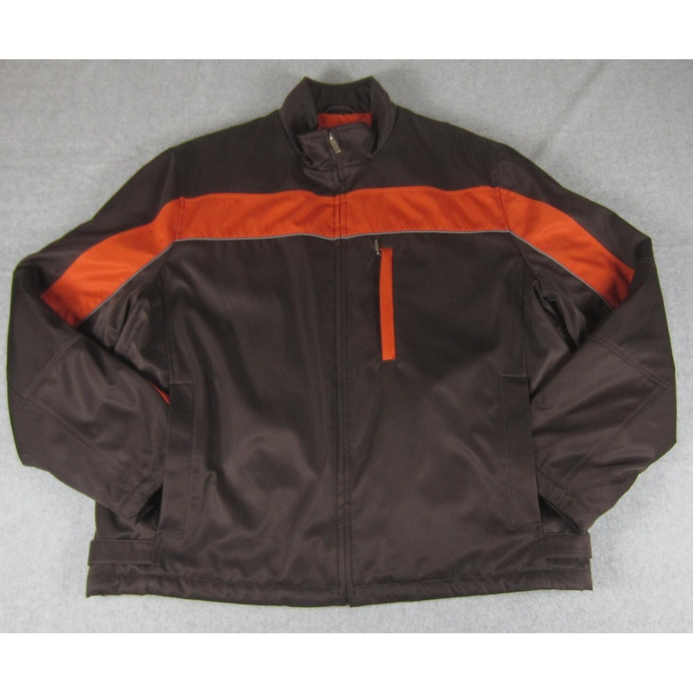 Cole‎ Haan Jacket Mens XL Brown Orange Stripe All Weather Full Zip Urban Casual